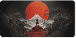 Muismat XXL 100x50 cm - Bureau onderlegger - Bureau mat Krijger - Rode trappen - Zon - Berg - Bureaumat - Gaming mousepad xl - Bureaulegger groot - Computer deskmat — thumbnail 1