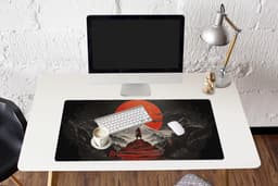 Muismat XXL 100x50 cm - Bureau onderlegger - Bureau mat Krijger - Rode trappen - Zon - Berg - Bureaumat - Gaming mousepad xl - Bureaulegger groot - Computer deskmat — thumbnail 5