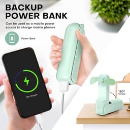 Draagbare Mini Ventilator met 3 Snelheden - Oplaadbare Persoonlijke Ventilator met Powerbankfunctie — thumbnail 1