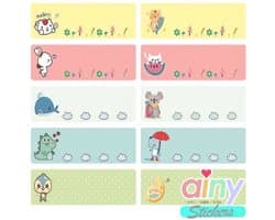 Ainy Naamstickers Kinderen Dieren - set van 30 waterproof zelfklevend etiketten stickers om je schoolspullen, bullet journal, fotoalbum, laptop, telefoon, en waterfles persoonlijk te markeren | Naam stickers Post It voor jong en oud