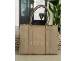 Damestas - The Tote Bag XL - Taupe - 39 x 31 cm - Laptop - Ipad - Schooltas - Akte tas - Rits - Vakken - Luxe voering.