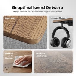 SENSE7 NOJO LIGHT - Zit Sta Bureau - 140 cm x 70 cm - Elektrisch bureau - Verstelbare bureau - Elektrische Hoogteverstelling, Hoogte 72-118 cm, Intelligent Bedieningspaneel, Donkerbruin — thumbnail 8