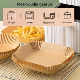 EXCITAT Airfryer bakplaten - Wegwerpbare bakplaten - 20x20cm - Geschikt voor Airfryer ovens - 100 stuks — thumbnail 6