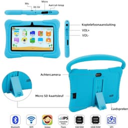 Gloovon® - Kindertablet - Ouderlijk Toezicht - 7 Inch - 2G RAM - 32GB opslagruimte - Android 10 - Kindertablet vanaf 3 jaar - 2500mAh - Bluetooth 4.0 - Tablet - Inclusief beschermhoes - Blauw — thumbnail 4
