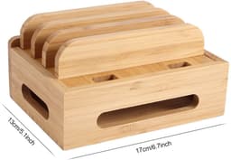 longziming -Bamboe Oplaadstation voor Meerdere Apparaten – Telefoon en Tablet Docking Station met Kabel Organizer – Duurzaam Houten Oplaadhouder voor Bureau, Thuis en Kantoor – Netjes en Stijlvol Ontwerp — thumbnail 4