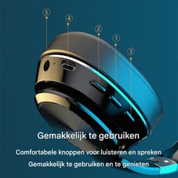 TuseRxln Over-Ear Koptelefoon - Hoofdtelefoon - Bluetooth 5.0 & 40mm Drivers - 1 - Blauw — thumbnail 3