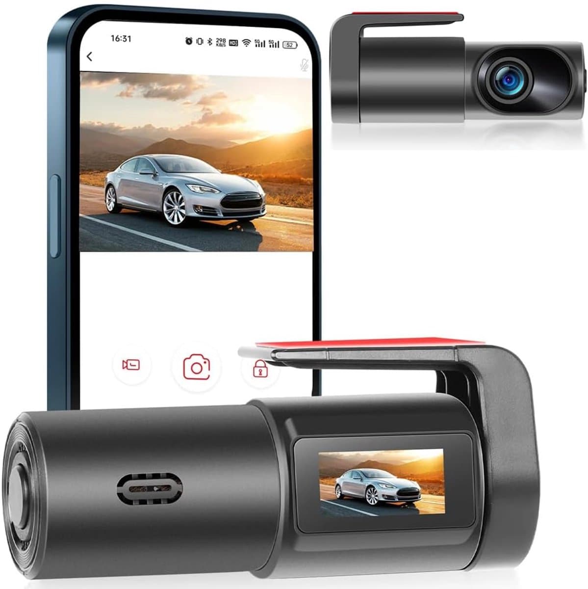 Dashcam voor auto voor en achter – Dual dashcam – Voor- en achtercamera – Autocamera – Full HD dashcam – Dashcam met nachtzicht – Dashcam met bewegingssensor – Groothoeklens – Parkeermodus – Loop recording – Dashcam met SD-kaart — afbeelding 1