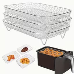 3-laags Roestvrijstalen Airfryer Accessoireset - Stapelbaar, Vaatwasserbestendig voor Ovens & Frituurpotten, Perfect voor Gezond Vakantie Bakken — thumbnail 2