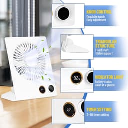 Draagbare Mini Tafelventilator met Afstandsbediening - 180° Kanteling, USB Oplaadbaar, Stil en Compact — thumbnail 4