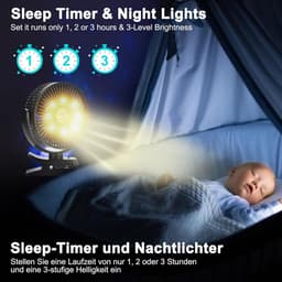 Oplaadbare clip-on ventilator 12000 mAh met afstandsbediening en LED-verlichting - 5 snelheden voor kantoor en buitengebruik — thumbnail 5