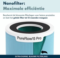 Vibrix PureFlow15 Pro Luchtreiniger / Air Purifier – EPA H14 + koolstoffilter – 100 m³/u – Voor kamers tot 15 m² – Ionisator – App-bediening – Zeer stil met slaapstand – Luchtkwaliteitindicator — thumbnail 3