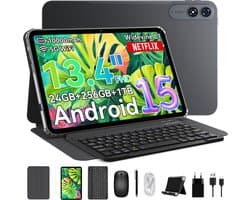 TABWEE Tablet - T60 Pro Tablet - 10000 mAh - 13.4 Inch FHD - 24GB RAM - 256GB ROM - Android 15 Tablet - SD 2TB - 5G WIFI - Grijs