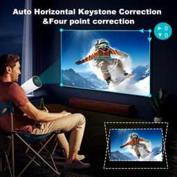 4K Mini Projector, HY300 Portable Projector, Supports 180 ° Rotation, 160 ANSI Automatic Keystone Correction, WiFi 6 ， Android 11, Android Intelligent System, Built-in Battery, Suitable for Indoor and Outdoor Camping — thumbnail 4