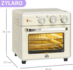 ZYLARO Airfryer oven - Vrijstaande Elektrische Oven - AirFryer, Bakken, Grillen en meer - 20 Liter - 1400 Watt - Vintage crème wit — thumbnail 6