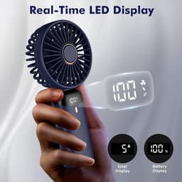 Draagbare Mini Ventilator Met 5 Snelheden - Oplaadbaar, Opvouwbaar, USB Ventilator Voor Kantoor en Buiten — thumbnail 5