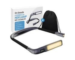 Flexibele Neklamp - Met Baterij Display - Neklampje Voor Haakwerk - Nekleeslamp - Boeklampje - Leeslampje Voor Boek - Flexilight - Oplaadbaar