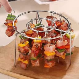 Airfryer verticale grill - 304 roestvrij staal - inclusief 24 grillpinnen - universele kebabspiesen - accessoire voor thuisoven - zilver — thumbnail 5