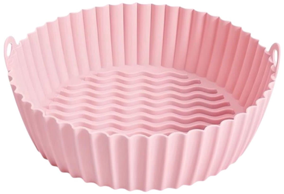 HipWare - Airfryer Siliconen mandje - Antiaanbaklaag - Vaatwasserbestendig - Rond - Roze — afbeelding 1