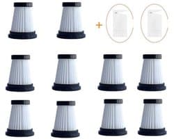HEPA Filter - 10 Stuks - Geschikt voor Moosoo K12 K12 PRO K13 - Stofzuigerfilter - Stofzuiger Accessoires - Vervanging Filter - Voor Handheld Draadloze Stofzuiger - Met Filterborstel