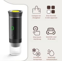 Slim Draagbaar koffiezetapparaat - Werkt met Gemalen koffie & Capsules - Pomppatroon & Koffiegrootte- 120 ml Reservoir - 18 Bar - - 12 Volt Reiskoffiezetapparaat — thumbnail 4