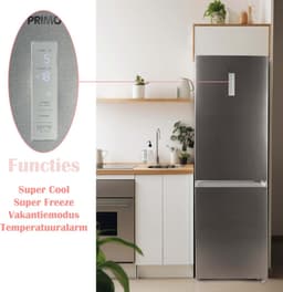PRIMO PR183CIN Koelvriescombinatie - No Frost - 338L - Vrijstaande Koelkast - C - 35dB Stil - Inox — thumbnail 8