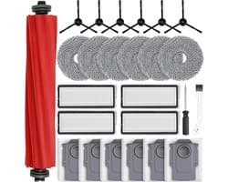 25 stuks accessoires gescht voor Roborock Qrevo Pro/Qrevo S robotstofzuiger, 1 hoofdborstel, 6 stofzakken, 6 dweilpads, 4 HEPA-filters, 6 zijborstels, 1 reinigingsborstel, 1 schroevendraaier