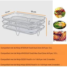 EXCITAT Airfryerrek - Airfryeraccessoire - Stapelbaar - 19 x 13 x 9 cm - Geschikt voor NINJA Foodi Dual Zone Airfryer — thumbnail 4