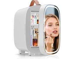 Mini Koelkast 4L met Spiegel – Stille Kleine Koelkast voor Slaapkamer, Kantoor & Auto – Ideaal voor Make-up, Huidverzorging, Drankjes & Snacks – Wit