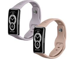 kwmobile 2x horlogebandjes geschikt voor Huawei Band 10 / 9 / 8 bandje - Smartwatch bandjes van TPU - Activity tracker horloge band in lavendel / oudroze