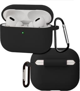 Hoes - Geschikt voor Apple Airpods Pro 3 - Siliconen Hoesje met Clip - Silicone Case Cover - Zwart — thumbnail 1