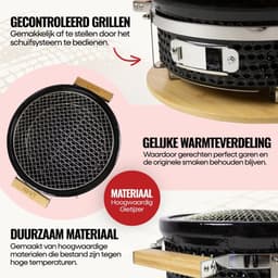 LIVIN' Ronde Shichirin BBQ - Barbecue - Tafelgrill - Hibachi - Japanse BBQ Grill - Keramische Japanese Yakitori Grill - Geschikt Voor Binchotan Houtskool - 2 t/m 6 Personen - Grilldoorsnede 29.8 cm — thumbnail 4