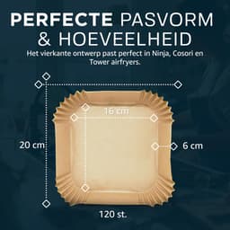 ONE Emporium airfryer papieren liners – 120 stuks – Ø 16 cm – vetvrij & hittebestendig (tot 230 °C) – geschikt voor Ninja/Cosori/Tower — thumbnail 4