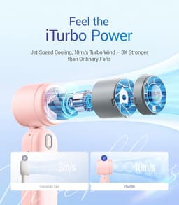 Draagbare 3-IN-1 Handventilator met Turbo Koeling, 4000mAh Oplaadbare Persoonlijke Ventilator met 5 Snelheden — thumbnail 5