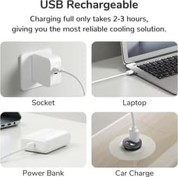 Draagbare handventilator met 3 snelheden - USB-oplaadbare persoonlijke ventilator voor binnen en buiten — thumbnail 5