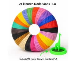 3D pen vullingen - PLA Filament - 21 kleuren - 110 meter - 1,75mm - Navulling - Glow in the dark - Hervulling