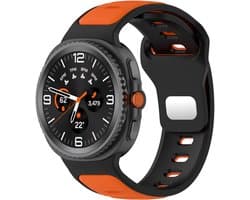 Stravo Twee-kleurig siliconen horlogebandje – Geschikt voor Samsung Galaxy Watch 8 40mm / Samsung Galaxy Watch 8 44mm / Galaxy Watch 8 Classic 46mm - Outdoor Siliconen Sport bandje voor Samsung smartwatches - Zwart/oranje