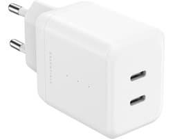 Ëssentials by Upström Dual USB-C Adapter 35W – GaN Snellader – PD & PPS – voor iPhone, Samsung & Android – 100% Gerecycled Plastic