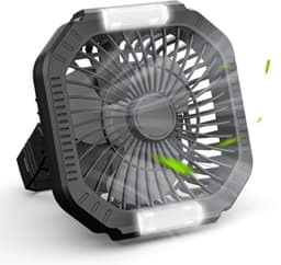 Oplaadbare USB Campingventilator met 10400 mAh - Stille Tafelventilator met 4 Snelheden en Verstelbaar LED Licht — thumbnail 3