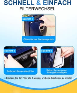 HEPA filterset voor stofzuiger: 3 filters + motorbescherming + uitlaat | Wasbaar en herbruikbaar | Allergievriendelijk | Tot 0,3 micrometer — thumbnail 2