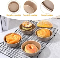 6-delige mini-cakevorm voor de airfryer, reuzenmuffin-cupcakevorm, 10 cm grote hamburgervorm voor de airfryer, antiaanbakvorm voor de airfryer, individuele mini-cakevormen (om te bakken) — thumbnail 5