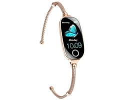 DrPhone EleganceX - Dames Smartwatch – HD Display – Hartslag – Bloeddruk - SpO2 – Temperatuur – Slaapmonitor - Menstruatie Tracking – Stappenteller – Sportmodi - IP67 en Notificaties – Rose