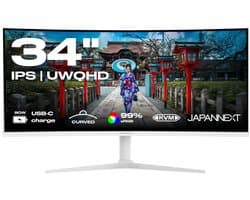 JAPANNEXT Curved Monitor Wit 34" IPS UWQHD (3440x1440) | JN-IPS34Q-HC6-W