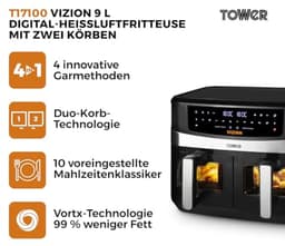 Luchtfriteuse met dubbele mand 9L en digitaal bedieningspaneel - 10 voorinstellingen — thumbnail 2