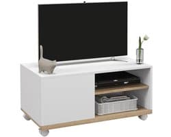 TV-kast op wielen met 2 remmen en 2 opbergcompartimenten