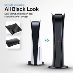 Playstation 5 Faceplates Digital Edition (niet geschikt voor PS5 Slim & PS5 Pro) - Inclusief Mid Skin - Accessoires - Faceplate - Cover - Plate - Skin - Zwart — thumbnail 4