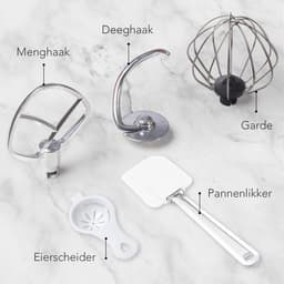 KitchenBrothers Keukenrobot - Keukenmachine - 6,2L Mengkom - 1800W - BPA-vrij - Keukenmixer - Aluminium - Zwart — thumbnail 4