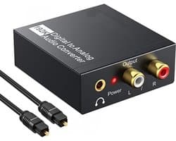 Digitaal naar Analoog Audio Converter DAC – SPDIF / Toslink naar RCA & 3.5mm Jack – Optische Coaxiale Audio Omzetter voor TV, PS4, Xbox en Versterker