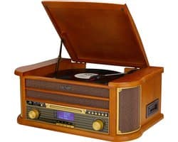 Denver Retro Platenspeler - Ingebouwde Speakers en Versterker - DAB Radio - Radio CD Speler - MRD51 - Hout