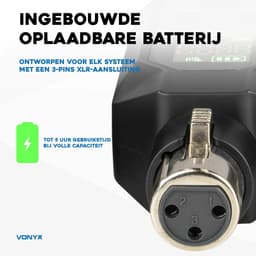 Vonyx WAT200 draadloze zender en ontvanger voor microfoons - snap-on XLR adapter - UHF — thumbnail 4