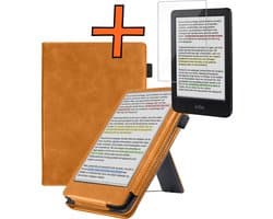 Hoesje Geschikt voor Kobo Clara BW Lederen Hoes Book Case Met Screenprotector - Hoes Geschikt voor Kobo Clara BW Hoesje Book Cover Leer - Bruin